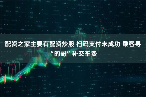 配资之家主要有配资炒股 扫码支付未成功 乘客寻“的哥”补交车费